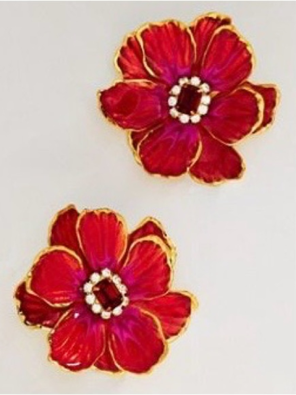 Anthropologie The Pink Reef Red Flower Earrings. Brand new!